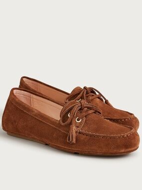 J. Crew Suede Driving Loafers English Saddle Brown Size 10.5 New